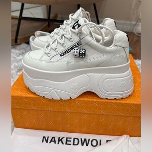 Naked Wolfe “Sprinter / Wolf” Platform Sneakers – White